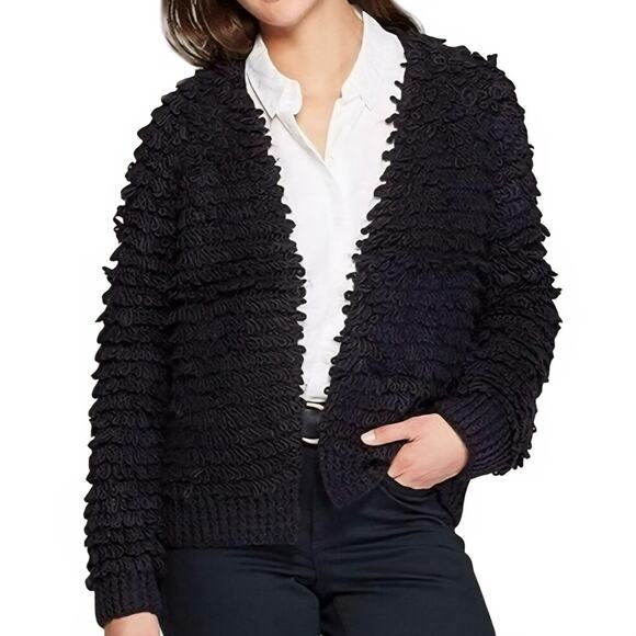 Universal Threads Black Wool Blend Crochet Shag Cardigan Open Sweater Size XL - Picture 1 of 7